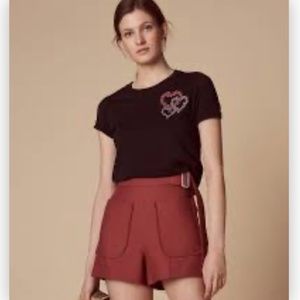 Sandro Paris High Waist Rust Cotton Shorts NWT T42